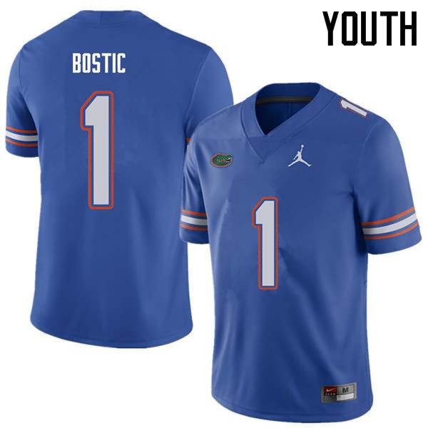 NCAA Florida Gators Jonathan Bostic Youth #1 Jordan Brand Royal Stitched Authentic College Football Jersey UWS7064AA